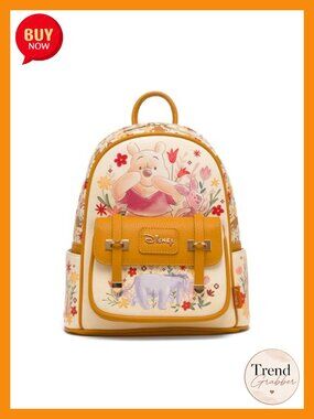 Winnie the Pooh Floral Mini Backpack Faux Leather Vegan